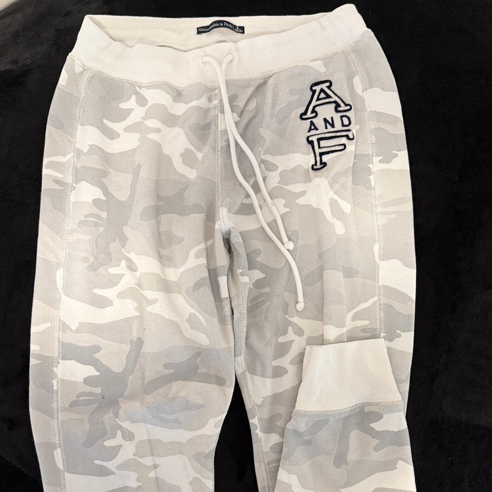 Abercrombie & Fitch White Drawstring Sweat Pants